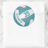 meisjesjongens douanenaam blauwgroen witvolleybal ronde sticker (Tas)