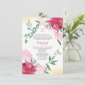 Meisjesjoodse Noemdag - Roze bloem & goud Kaart (Staand voorkant)