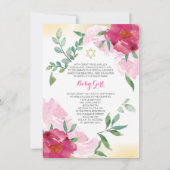 Meisjesjoodse Noemdag - Roze bloem & goud Kaart (Voorkant)