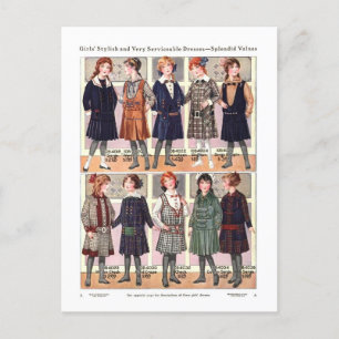 Meisjesjurken uit 1916 Montgomery Ward Catalogus Briefkaart