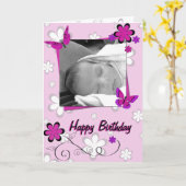 Meisjeskaartje - Butterflies en Flowers Kaart (Gele Bloem)