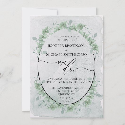 Meisjeskalligrafie we doen botanische eucalyptus kaart (Voorkant)