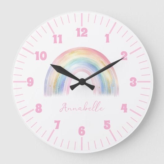 Meisjeskamer Cute Boho Regenboog Grote Klok (Voorkant)