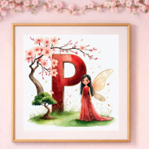 Meisjeskamer Letter P Feeërieke Bloemen Decoratie