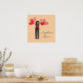 Meisjeskamer schattige gepersonaliseerde naam poster (Keuken)