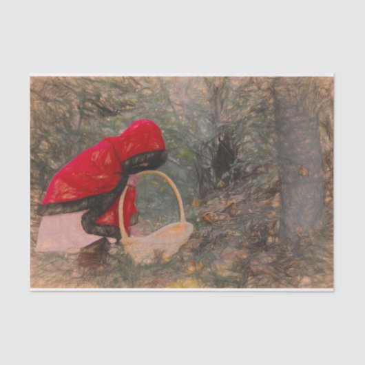  meisjeskapje Autumn Forest Sketch Art Tissuepapier (Voorkant)