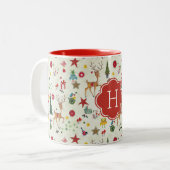 Meisjeskerstrenrendiertje | Monogram Mok twee tonn (Voorkant links)