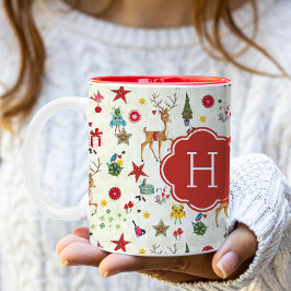 Meisjeskerstrenrendiertje | Monogram Mok twee tonn