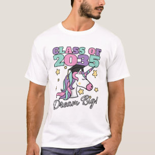Meisjesklas van 2035 Magische Eenhoorn Afstudeermu T-shirt