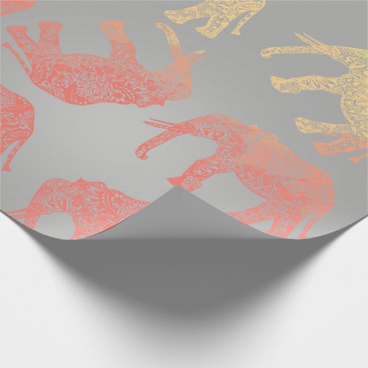 meisjeskleurig patroon van de florale olifant van  cadeaupapier (Hoek)