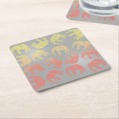 meisjeskleurig patroon van de florale olifant van kartonnen onderzetters (Schuin)