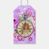 meisjesklok Bekijk Paarse Labels met Floral Gift Cadeaulabel (Voorkant)