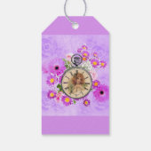 meisjesklok Bekijk Paarse Labels met Floral Gift Cadeaulabel (Achterkant)