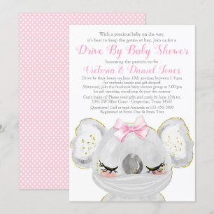 Meisjeskoala met masker Drive By Baby Shower Kaart