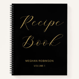 Meisjeskookboek Zwart en Goud Recept Schrift Notitieboek