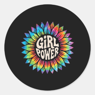 Meisjeskracht Bloem Tie Dye Hippie Vrouwelijke Emp Ronde Sticker