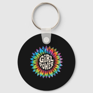 Meisjeskracht Bloem Tie Dye Hippie Vrouwelijke Emp Sleutelhanger
