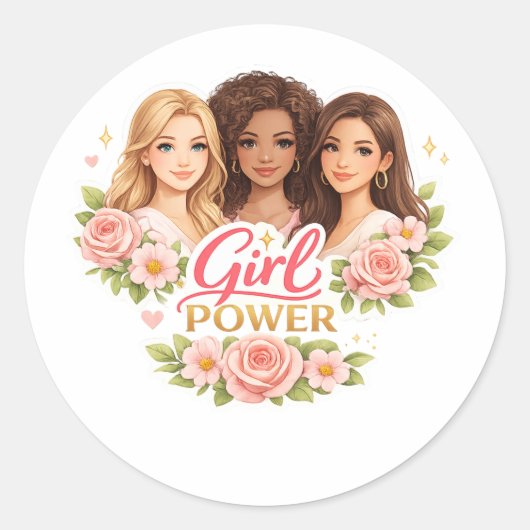 Meisjeskracht Ronde Sticker (Voorkant)