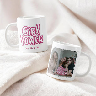 Meisjeskracht Roze Mooie Letters Foto Moederdag Grote Koffiekop