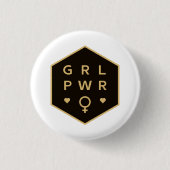 Meisjeskracht | Zwart kleurig grafisch ontwerp Ronde Button 3,2 Cm (Voorkant)