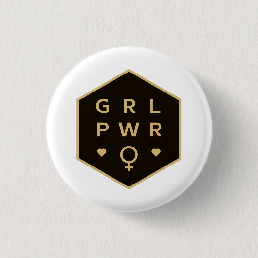 Meisjeskracht | Zwart kleurig grafisch ontwerp Ronde Button 3,2 Cm (Voorkant)