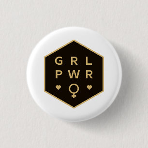 Meisjeskracht   Zwart kleurig grafisch ontwerp Ronde Button 3,2 Cm