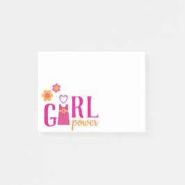 Meisjeskrachtvoer fuchsia roze gele bloemjurk post-it® notes