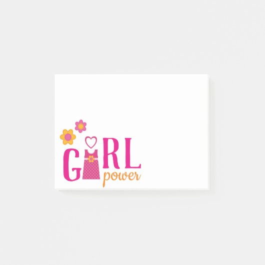 Meisjeskrachtvoer fuchsia roze gele bloemjurk post-it® notes (Voorkant)
