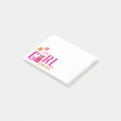 Meisjeskrachtvoer fuchsia roze gele bloemjurk post-it® notes (Schuin)
