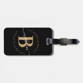 Meisjeslegant Black Gold Name Monogram Script Bagagelabel (Achterkant horizontaal)