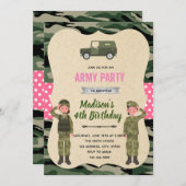 Meisjeslegeruitnodiging Kaart (Voorkant / Achterkant)