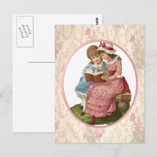 Meisjeslezen Briefkaart (Voorkant / Achterkant)