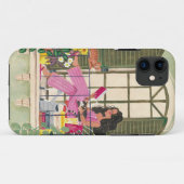 Meisjeslezen op zomerbalkon met katten Case-Mate iPhone case (Achterkant (horizontaal))