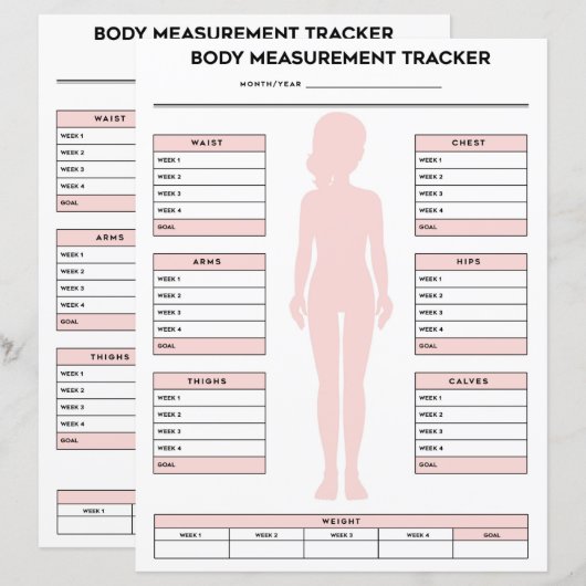 Meisjeslichaam - Meettracker Gewichtscijfers (Voorkant / Achterkant)