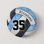 meisjeslichtblauwe zwarte volleybalteamkleuren ronde button 5,7 cm (Voorkant)