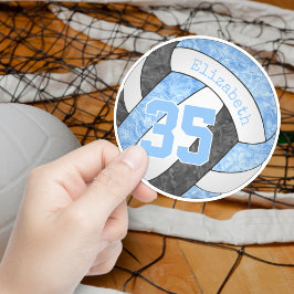 meisjeslichtblauwe zwarte volleybalteamkleuren sticker