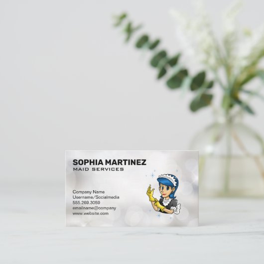 Meisjeslogo | Glitterende achtergrond Visitekaartje (Staand voorkant)