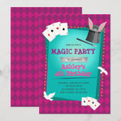 Meisjesmagie show-uitnodiging kaart (Voorkant / Achterkant)