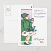 Meisjesmand met klavertjes briefkaart (Voorkant / Achterkant)
