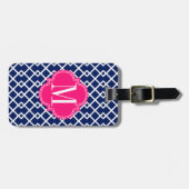 Meisjesmarine en roze diamantrooster - speciaal ge bagagelabel (Voorkant horizontaal)