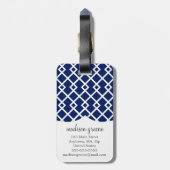 Meisjesmarine en roze diamantrooster - speciaal ge bagagelabel (Achterkant verticaal)