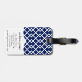 Meisjesmarine en roze diamantrooster - speciaal ge bagagelabel (Achterkant horizontaal)