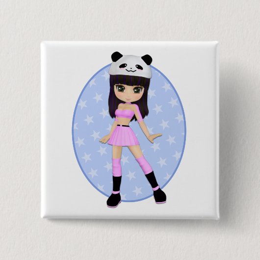 Meisjesmeisje Debbie Party Square Button (Voorkant)