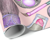 Meisjesmeisje Handschilderde Waterverf Makeup op r Cadeaupapier (Rol Hoek)