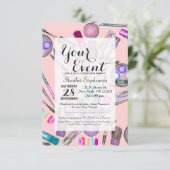 Meisjesmeisje Handschilderde Waterverf Makeup op r Kaart (Staand voorkant)