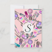 Meisjesmeisje Handschilderde Waterverf Makeup op r Kaart (Achterkant)