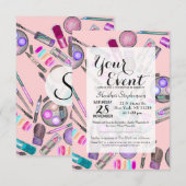 Meisjesmeisje Handschilderde Waterverf Makeup op r Kaart (Voorkant / Achterkant)