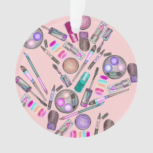 Meisjesmeisje Handschilderde Waterverf Makeup op r Ornament (voorkant)