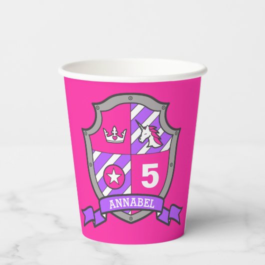 Meisjesmessing verjaart gepersonaliseerd roze kind papieren bekers (Achterkant)