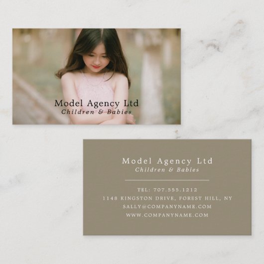 Meisjesmodel, Mode/ontwerper, model/bureau Visitekaartje (Voorkant / Achterkant)